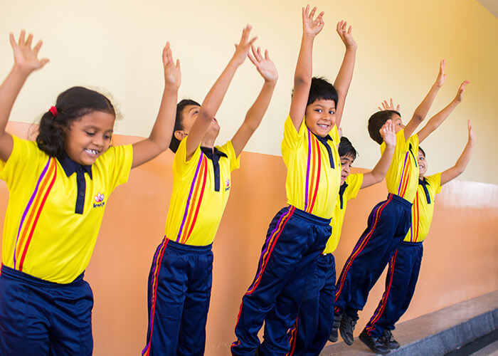 Students enjoying a fun activity session indoors